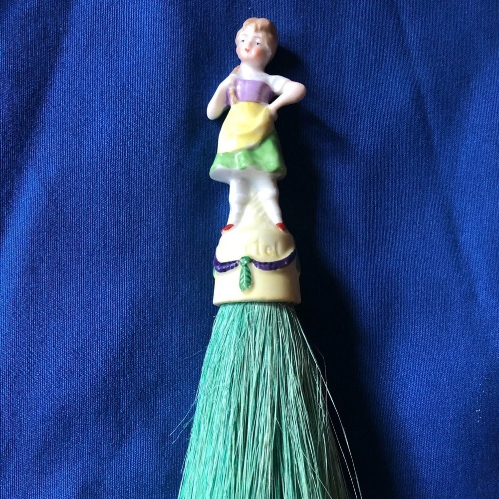 Vintage Germany bisque shaving brush Gretel w/ box